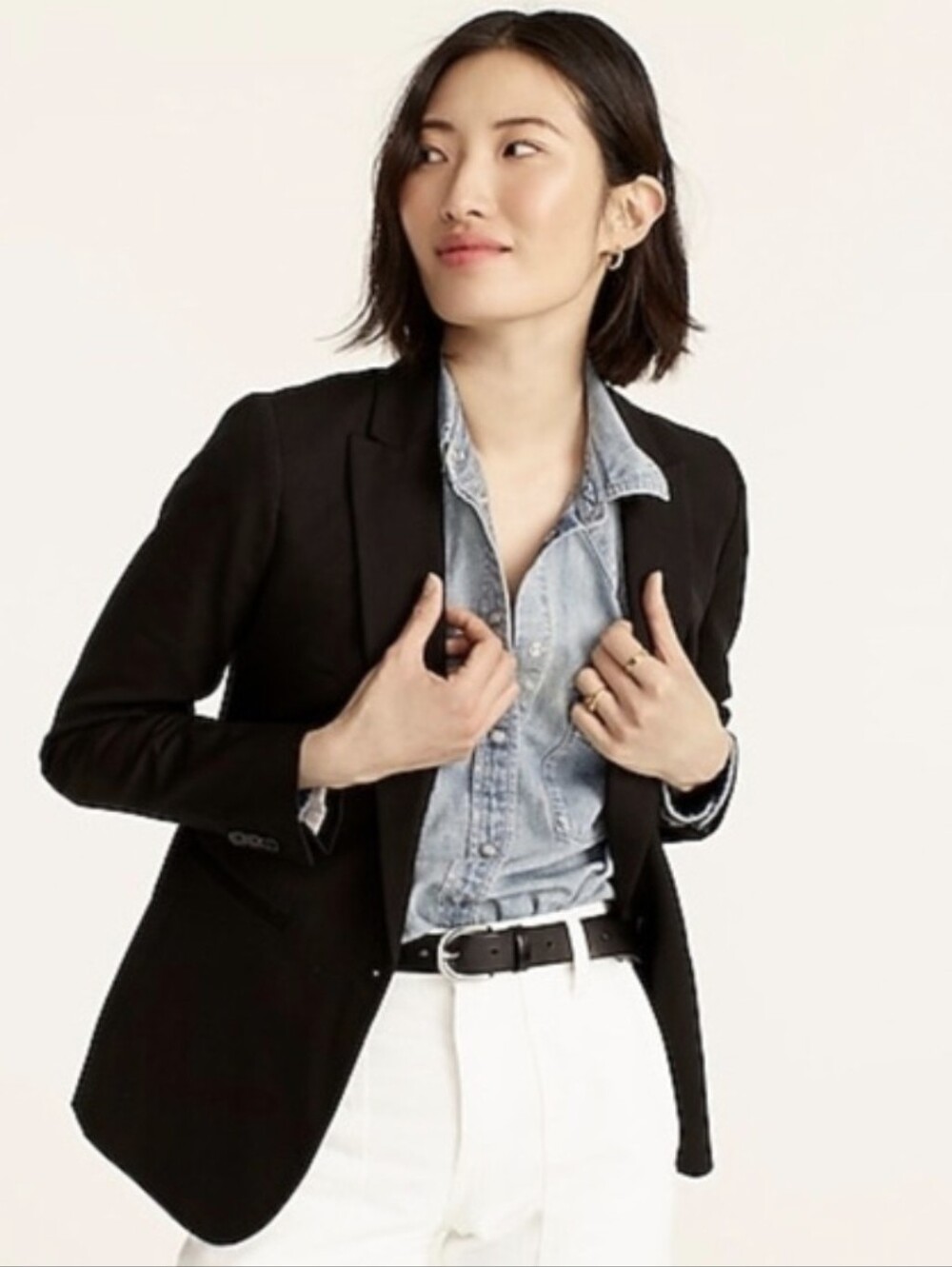 J. Crew Parke Blazer Bi Stretch Black One Button Academia Career Size 4 Tall - Picture 2 of 14